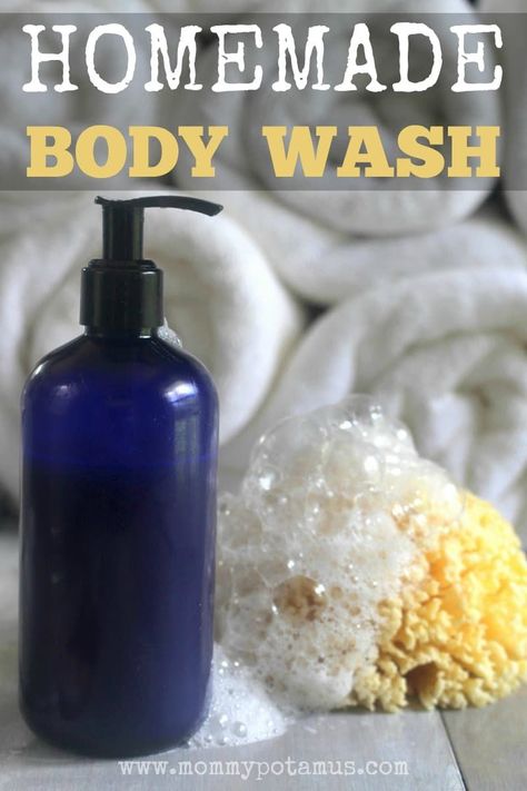 EITHER "This simple DIY homemade body wash recipe creates a rich, bubbly lather and moisturizes while cleansing. All you need are three natural ingredients you probably already have on hand!" OR "Simple DIY homemade body wash recipe – creates a rich, bubbly lather and moisturizes while cleansing. All you need are three natural ingredients you probably already have on hand! Homemade Body Wash Recipe, Body Wash Recipe, Diy Body Wash, Homemade Body Wash, Savon Diy, Diy Deodorant, Natural Body Wash, Homemade Bath Products, Diy Essential Oils