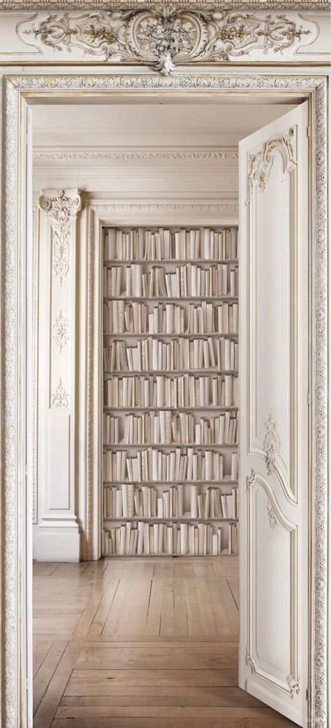 Istoria Artei, Library Wall, Real Estat, Soyut Sanat Tabloları, Home Libraries, French Decor, Shades Of White, Wall Covering, White Aesthetic