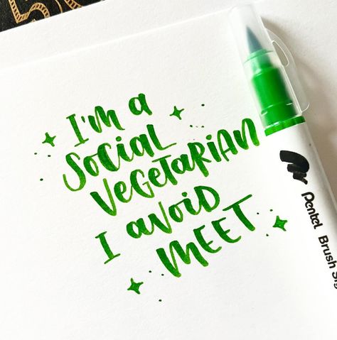 ▫️I’m a social vegetarian, I avoid meet. 🖊️ @pentelitalia #lettering #letteringart #letteringchallenge #letteringdaily #letteringlove #letteringpractice #calligraphy #calligritype #calligrafia #calligrapher #moderncalligraphy #moderncalligraphy #letteringlove #letteringpractice #pentel #pentelbrushpen Pen Lettering, Pentel Brush Pen, Calligraphy Ideas, Calligraphy Lessons, Brush Pen Lettering, Lettering Challenge, Study Journal, Calligraphy Quotes, Hand Lettering Quotes