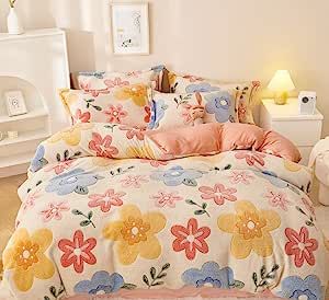 LMONMOO Pink Duvet Cover Twin, Fluffy Comforter Cover Set, Kawaii Bedding Sets for Girl Ultra Soft Cute Floral Bed Set for Kids (Flower, Twin) Cartoon Queen, Kawaii Bedding, Velvet Quilt Cover, Bedding Twin, Fluffy Comforter, Pink Duvet, Floral Bedding Sets, Girls Bedding Sets, Pink Duvet Cover