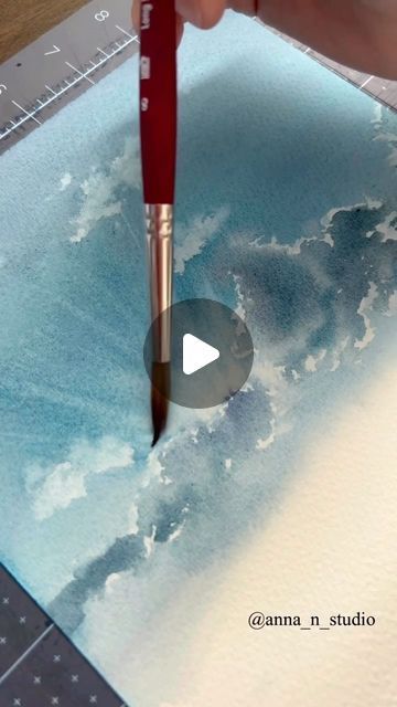 Sea Watercolour Painting, Waterpaintings Aesthetic, Watercolor Art Ideas Landscape, Watercolour Sky Tutorial, Easy Watercolour Tutorials, Seascape Paintings Watercolor, Seascape Paintings Beach Scenes, Watercolor Sky Paintings, Watercolor Tutorials For Beginners