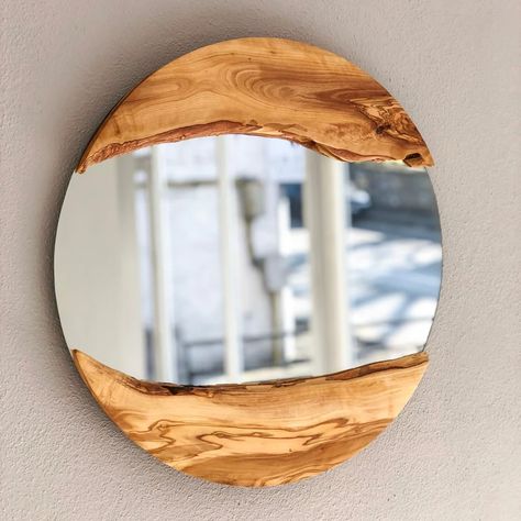 Made to Order Olive Wood Oval Mirror Live Edge Wood Wall - Etsy UK Frame Mirror Wall, Mirror Wood Frame, Round Wooden Mirror, Round Wood Mirror, Wood Frame Mirror, Small Wall Mirrors, Large Wall Mirror, Circular Mirror, Wood Framed Mirror