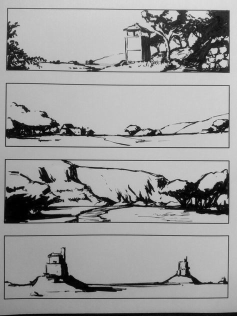 Ink Scenery Drawing, Ink Brush Illustration, Brush Pen Ink Drawing, Japanese Ink Landscape, Ink Sketch Landscape, Ink Brush Pen Art, Brush Ink Drawing, Notan Landscape, Fineliner Landscape