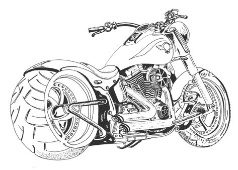 Motorcycle Coloring Pages For Kids. Free Printable Art Harley Davidson, Rotring Pens, Harley Davidson Night Train, Art Moto, Moto Harley Davidson, Dibujos Pin Up, Мотоциклы Harley Davidson, Harley Davidson Tattoos, Motos Harley