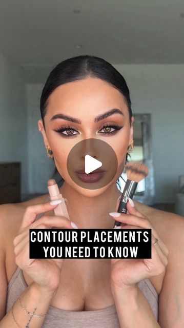 Christen Dominique on Instagram: "These three contour placements will change your face!🤯  Contour @fentybeauty Mocha03 Brush @itcosmetics No.7  #contour #contourplacement #contourtutorial #makeup #makeuptutorial #makeuphacks" Concealer And Contour Guide, Nose Contour Before And After, Makeup Contouring And Highlighting, Make Up For Photo Shoot How To Do, How To Choose Contour Shade, Contour Makeup For Round Face Shape, Best Body Makeup, Face Sliming Contour, Contour Big Forehead