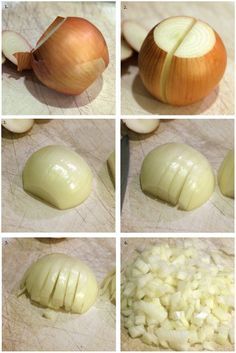 How To Dice An Onion, How To Cut Vegetables, Knife Skills, Culinary Techniques, Cooking 101, Cooking Hacks, Cooking Basics, Diced Onions, Cooking Method