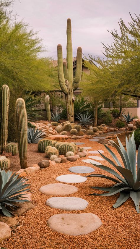 Explore budget-friendly front yard landscaping ideas that won't break the bank. Achieve a beautiful outdoor space without compromising on style. Sand Front Yard Landscaping, Cacti Garden Outdoor, New Mexico Landscape Ideas, Desert Yard Landscaping, Cactus Front Yard, Arizona Landscaping Ideas, High Desert Landscaping Ideas, Desert Landscaping Front Yard, Cactus Rock Garden