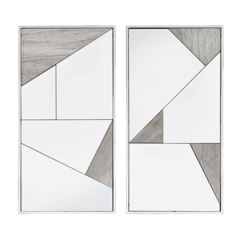 George Oliver 2 Piece Paull Modern and Contemporary Mirror Set | Wayfair Downstairs Ideas, Geometric Abstract Pattern, Modern Art Canvas Painting, Furniture Design Sketches, Credenza Design, Chrome Mirror, Contemporary Mirror, Diy Crafts For Home Decor, Mirror Set