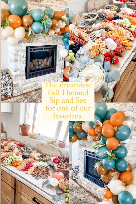 The dreamiest Fall Themed Sip and See! Sip And See Fall Theme, Sip And See Theme Ideas, Sip And See Themes, Baby Sip And See Ideas, Fall Sip And See Party Ideas, Sip And See Party Ideas Boy, Sip And See Decorations, Sip And See Party Ideas, Sip And See Party