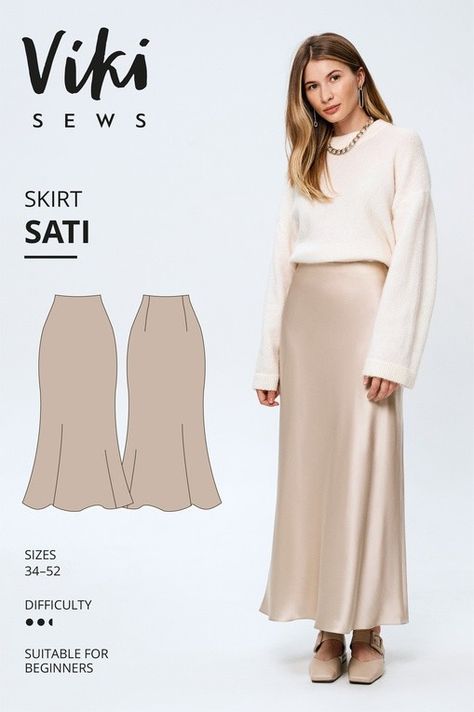 Pola Rok, Maxi Skirt Pattern, Diy Sy, Skirt Pattern Free, Haine Diy, Sewing Projects Clothes, Kleidung Diy, Skirt Patterns Sewing, Diy Sewing Clothes