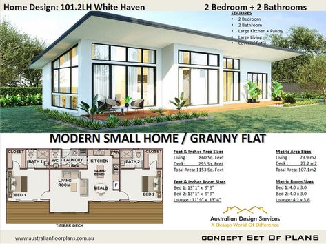 2 Bedroom House Plan, Guest House Plans, House Plans For Sale, House Plan Small, Small Cottage House Plans, Small Cottage Homes, Small Tiny House, 2 Bedroom House Plans, Small House Floor Plans