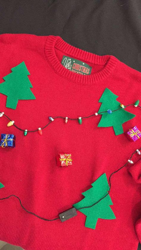 Diy Ugly Sweater Ideas For Kids Easy, Kids Ugly Christmas Sweater Ideas Boys, Diy Christmas Shirts For Kids, Diy Tacky Christmas Sweater, Ugly Sweater Ideas For Kids, Diy Ugly Sweater Ideas For Kids, Ugly Sweater Ideas, Ugly Sweater Outfits, Making Ugly Christmas Sweaters