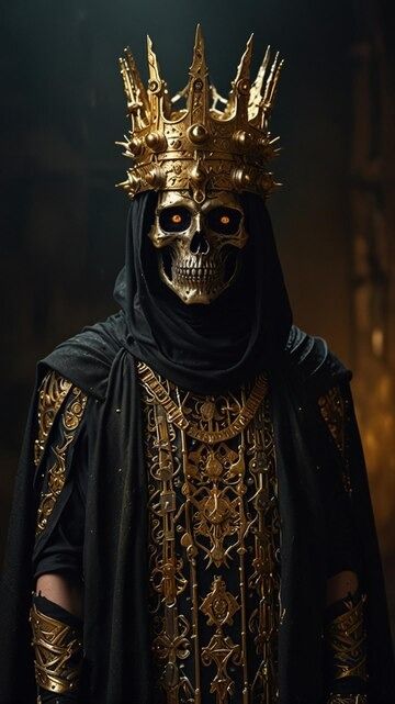 A skull and crown of gold | Premium AI-generated image Skull And Crown, Holding A Guitar, Black And Gold Outfit, Reaper Art, Cyberpunk Steampunk, Monster Ideas, Steampunk Aesthetic, Steampunk Fantasy, Fantasy Worlds