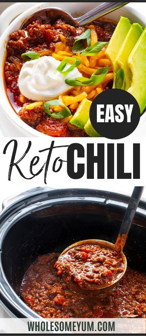 Easy Keto Chili, Low Carb Chili Recipe, Keto Chili, Beef Chili Recipe, Low Carb Chili, Keto Beef, Recipe Low Carb, Low Carb Low Fat Recipes, Keto Crockpot Recipes