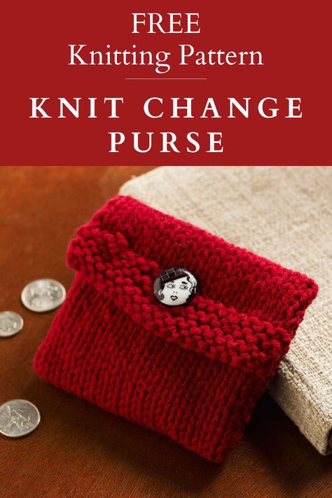 Coin Purse Knitting Pattern, Easy Small Knitting Projects For Beginners, Easy Knit Purse, Knit Wallet Pattern Free, Knit Coin Purse Free Pattern, Small Bag Knitting Pattern, Purse Knitting Patterns Free, Knit Purse Patterns Free Easy, Easy Knitted Bags Free Patterns