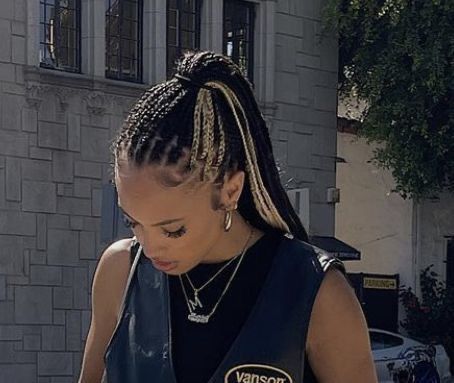 Skunk Stripe On Short 4c Hair, Blonde Peekaboo Locs, Blonde And Black Knotless Braids, Highlight Braids, Black And Blonde Knotless Braids, Blonde And Black Braids, Blond Box Braids, Box Braids Inspiration, Black Hairstyles Braids