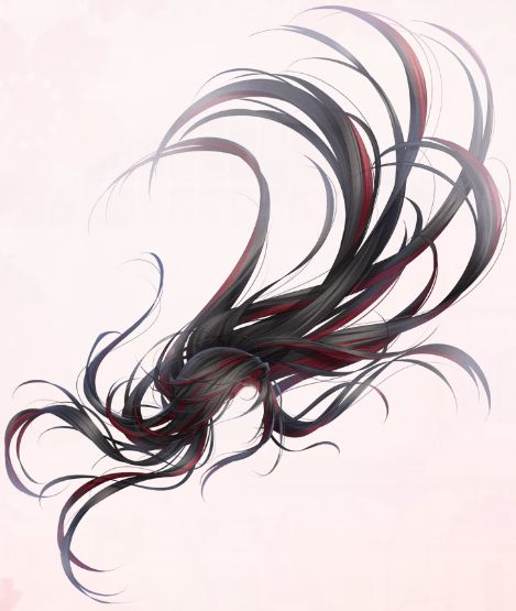 Demonic Wind | Love Nikki-Dress UP Queen! Wiki | Fandom Hair With Dark Red Highlights, Anime Hair In Wind, Flying Hair Drawing, Hair In Wind Reference, Very Long Layered Hair, Anime Hairstyles Female Long, Love Nikki Hair, Wind Swept Hair, Dark Red Highlights