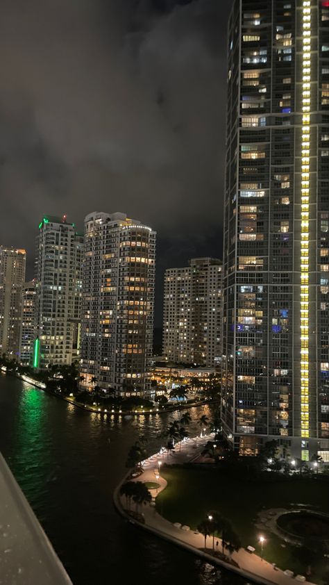 Brickell Miami Aesthetic, Brickell Miami Night, Miami City Night, Miami Night Aesthetic, Miami Beach At Night, Miami View, Miami At Night, Miami Wallpaper, Quiet Photos