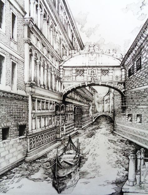 Venice Sketch Pencil, Venice Sketch, Venice Drawing, Cityscape Sketch, Cityscape Drawing, Venice Art, Landscape Pencil Drawings, Drawing Scenery, Perspective Drawing Architecture