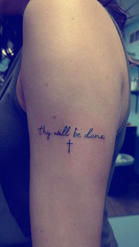 thy will be done tattoo tiny cross tattoo Thy Will Be Done Tattoo Fonts, Thy Will Be Done Tattoo, Tattoos With Cross, Tiny Cross Tattoo, Tattoo Christian, Ink Quotes, Christian Tattoo, Tattoo Tiny, Verse Tattoos