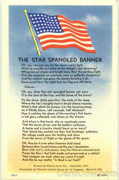 Star Spangled Banner Star Spangled Banner Lyrics, Banner Lyrics, Flag Folding, The Star Spangled Banner, 4th Of July Images, Patriotic Images, Nursery Songs, Military Ranks, Vintage Patriotic