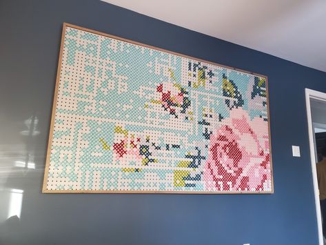 Oversided cross stitch Large Scale Cross Stitch Wall Art, Pegboard Cross Stitch Patterns, Pegboard Crossstitch, Pegboard Cross Stitch, Cross Stitch Wall Art, Stitch Wall Art, Large Cross Stitch Patterns, Craft Office, Jet Plane