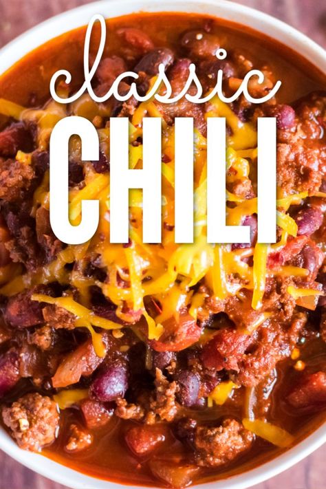 Chili Recipe With Chili Beans, Chili Recipe 1 Pound Beef, Homemade Chili Recipe Easy, Easy Chili With Beans, Chili Recipe Mild, Easy Classic Chili Recipe, Easy Good Chili Recipes, Classic Crockpot Chili, Small Chili Recipe