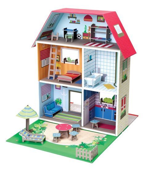 Cardboard Dollhouse, Diy Barbie House, Eco Kids, Cardboard Toys, Doll House Plans, Girls Toys, Paper Stuff, Boys Toys, Classroom Furniture