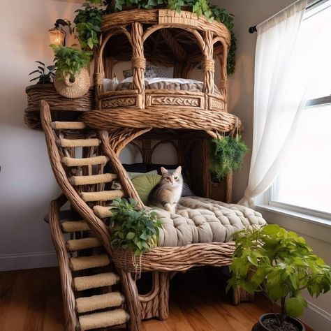 Katt Hus, Cat Room Decor, Cat Patio, Cat Tree House, Diy Cat Tree, Cat House Diy, Cat Shelves, Cat Decor, Cat Room