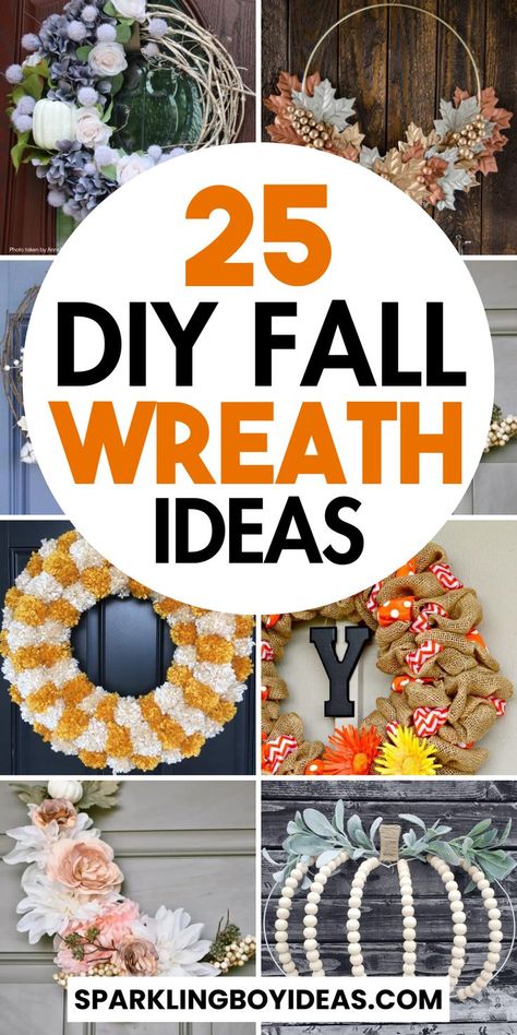 Diy fall wreaths are perfect for your seasonal crafting! Create stunning autumn wreaths with rustic fall wreaths, burlap fall wreath designs, and grapevine wreaths. Try making DIY Thanksgiving wreatha or beautiful pumpkin wreaths for front doors. Harvest wreaths, such as sunflower wreaths and fall berry wreaths, add a charming touch to any home. Discover farmhouse fall wreaths, corn husk wreaths, and woodland fall wreaths to bring the beauty of autumn to your decor. Diy Front Door Decor, Diy Fall Wreath Ideas, Diy Fall Wreaths, Dollar Store Fall Decor, Pumpkin Wreath Diy, Fall Wreath Ideas, Fall Crafts For Adults, Easy Fall Wreaths, Wreaths Fall