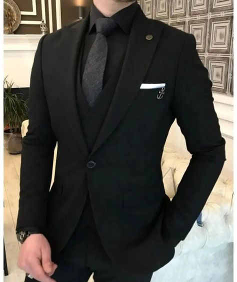 Suit For Men Wedding, All Black Suit, Black Suit Men, Black Suit Wedding, African Wear Styles For Men, Fancy Suit, Trendy Boy Outfits, Classy Outfits Men, All Black Dresses