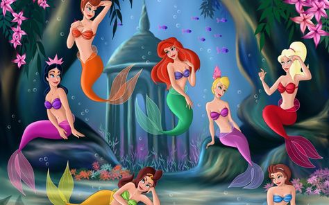 Princess Ariel And Her Sisters, Disney Little Mermaid digital wallpaper #Cartoons # #cartoon #2K #wallpaper #hdwallpaper #desktop Fan Art Disney, Little Mermaid Wallpaper, Ariels Sisters, Disney Punk, Punk Disney, Ariel Disney, Mermaid Wallpapers, Gif Disney, Disney Princess Ariel