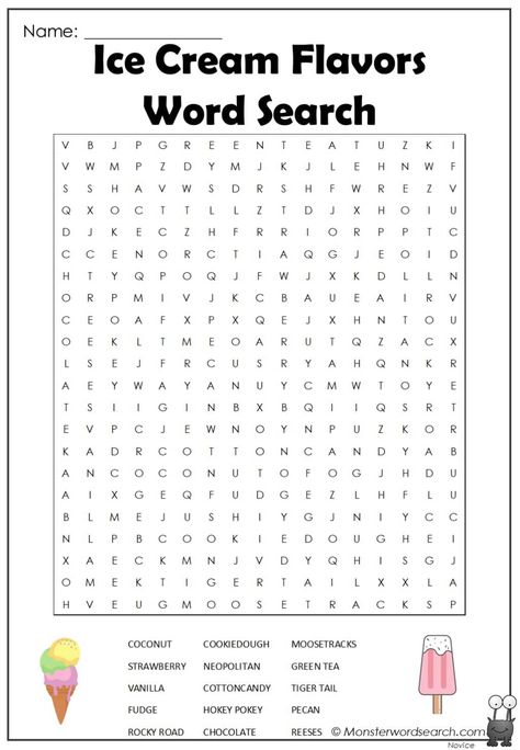 awesome Ice Cream Flavors Word Search Ice Cream Word Search, Second Grade Word Search, Cute Word Search, Cross Word Puzzles For Kids, Word Search Aesthetic, Cross Word Puzzles, July Word Search, Word Searches For Kids, Summer Word Search