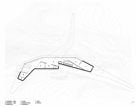 Gallery of Hammershus Visitor Center / Arkitema Architects - 32 Arkitema Architects, Visitor Center Architecture, Landscape Architecture Section, Museum Plan, Tourist Center, Leisure Center, Space Mountain, Architectural Section, Plan Drawing