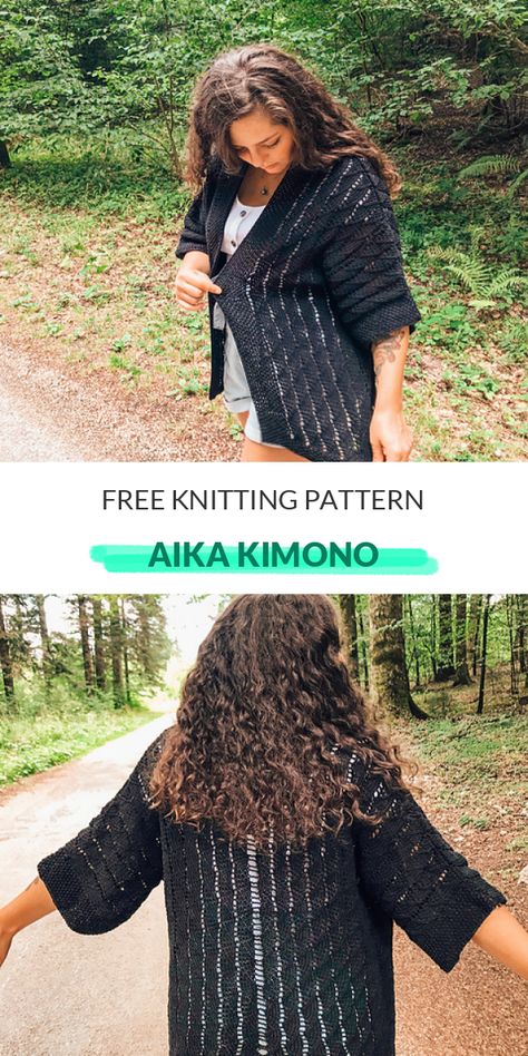 Kimono Knitting Pattern, Sweater Knitting Tutorial, Kimono Pattern Free, Simple Lace Pattern, Knitted Outfits For Women, Kimono Jacket Pattern, Lace Cardigan Pattern, Knitted Throw Patterns, Knitting Clothes Patterns