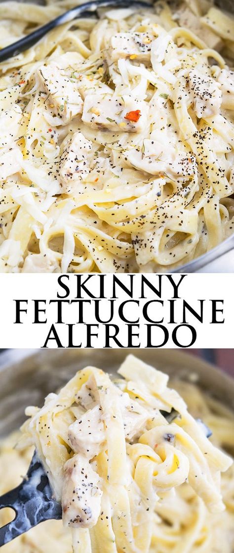 Light Fettucini Recipes, Lite Alfredo Sauce Recipe, Light Fettucini Alfredo, Healthy Fettucini Alfredo Recipe, Healthier Alfredo, Healthy Fettuccine, Healthy Fettuccine Alfredo, No Heavy Cream, Fettuccine Alfredo Recipe