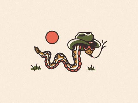 Cowboy Snake by Mark Johnston on Dribbble Snake Images, Snake Illustration, Double D Ranch, Snake Design, Animal Illustration, Empowering Quotes, Wild West, Creative Professional, Cowboy