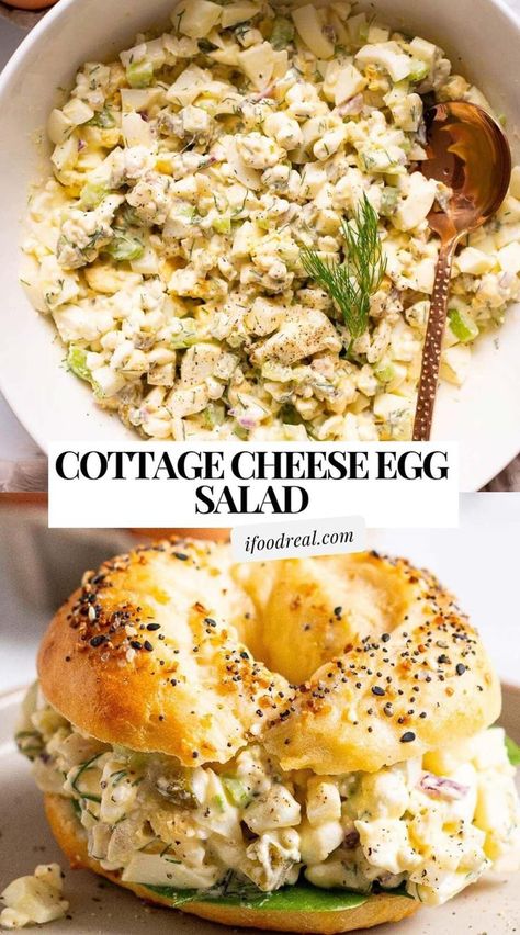 Creamy Cottage Cheese Egg Salad without mayo or yogurt, ready in 30 minutes, and packed with 11 grams of protein. Perfect for sandwiches or dipping! Cottage Cheese Egg Salad, Egg Salad Keto, Egg Salad Without Mayo, Summer Salad Recipes Healthy, Cottage Cheese Recipes Healthy, Keto Egg Salad, Egg Salad Recipe Healthy, Cottage Cheese Salad, Healthy Egg Salad