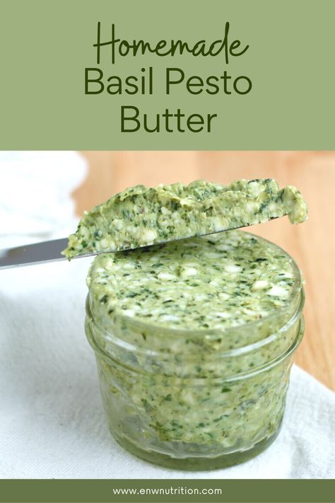 This Homemade Basil Pesto Butter recipe is easy to make and requires just two ingredients - fresh basil pesto and creamy butter. In just 5 minutes, you can create a delicious flavored butter that pairs perfectly with a wide variety of dishes. Pesto Butter Recipe, Basil Pesto Butter, Basil Butter Recipe, Recipes Using Pesto, Pesto Butter, Basil Butter, Fresh Basil Pesto, Homemade Basil Pesto, Compound Butter Recipe