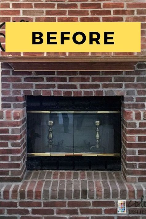 Easy Fireplace Makeover, Easy Fireplace, Fireplace Transformation, Fireplace Redo, Painted Brick Fireplace, Diy Fireplace Makeover, Fireplace Update, Brick Fireplace Makeover, Paint Fireplace