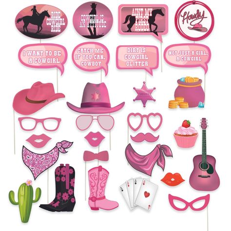 PRICES MAY VARY. Howdy, Cowgirl - Host the ultimate cowgirl party with our western photo props! Our 29-piece western props can be used as photo props, western party decorations, western centerpieces, and more. Versatile Texas-Themed Party Props - Use them as country wedding photo booth props, bachelorette picture props, disco photo booth props, hoedown party decorations, Dolly Parton photo booth props, or a western party favor. Your Western Photo Props - Throw a cowgirl bachelorette party withou Cowgirl Themed Party Decorations, Cow Girl Bachelorette Party Ideas, Cowboy Photo Booth, Last Hoedown Bachelorette Party, Bachelorette Party Set Up, Cowgirl Bachelorette Party Decorations, Western Props, Bachelorette Party Pictures, Western Party Favors