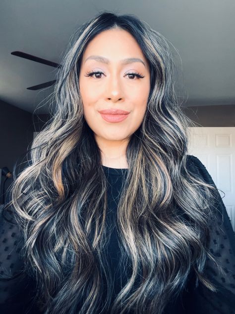 Ash Balayage on Dark hair with Beige tones. Ash Gray Balayage, Dark Balayage, Gray Balayage, Ash Gray, Hair Appointment, Ash Grey, Balayage, Black Hair, Ash