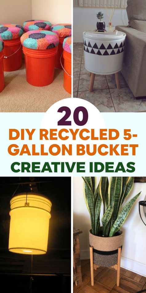 Discover cost-effective storage solutions by upcycling 5-gallon buckets into practical organizers for every room in your home. Whether you need a tidy place for kitchen utensils or a neat bin for toys, our step-by-step DIY ideas will inspire you to declutter and arrange your spaces with flair. Embrace a wallet-friendly storage transformation now! Decorate 5 Gallon Bucket Ideas, Room Declutter, Garden Hose Storage, Compost Bucket, Diy Bucket, Projects For Home, Old Bucket, 5 Gallon Buckets, Bucket Ideas