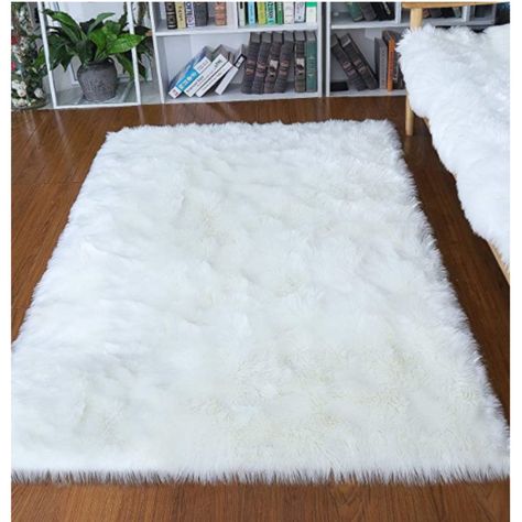 Size: 5' X 8' Excellent Material: Faux Sheepskin Fur Rug Ultra Soft Fur Rugs: Made Of High-Quality Material With A Luxurious Touch. No-Slip Rugs: Non-Slip Genuine Leather Backing Design, Ideal For Wooden Flooring Or Any Other Floor Surface. Perfect Decor For Home: This Fluffy Rug Is A Great Rug For Any Space. Easy To Wash: Wash On Low Temperature In The Washing Machine. Fur Rug Living Room, White Fur Rug, Luxury Area Rugs, Carpets For Kids, Fur Carpet, Fur Rug, Hall Rugs, Fluffy Rug, Coron