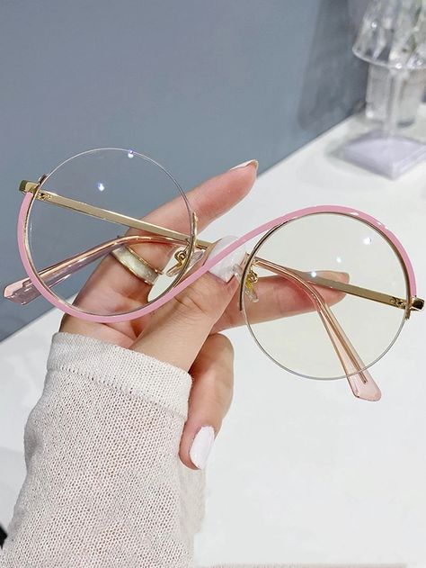 1pair Women Round Frame Anti-Blue Light Casual Eyeglasses For Daily LifeI discovered amazing products on SHEIN.com, come check them out! Classy Glasses, Anti Blue Light Glasses, Fake Glasses, Kacamata Fashion, Optical Eyewear, Women Eyeglasses, Plastic Sunglasses, Fashion Eye Glasses, Cute Glasses