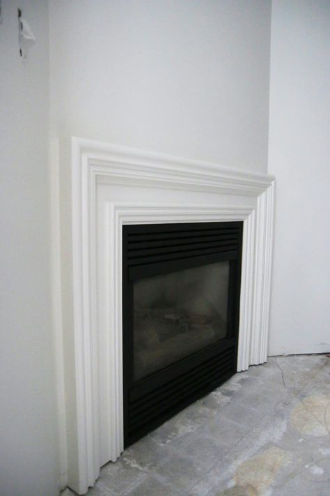 How To Make An Outdated Fireplace Insert Look Like A Million Bucks - Chris Loves Julia Fireplace Updates, Fireplace Makeovers, Fireplace Box, Heat Spray, Fireplace Mantel Designs, Fireplace Redo, Mantle Ideas, Fireplace Update, Brick Fireplace Makeover