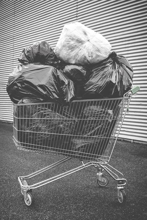 Garbage Aesthetic, Shopping Cart Aesthetic, Garbage Core, Shoping Cart, Street Trash, 2 Aesthetic, Shopping Carts, Grunge Art, Garbage Bag