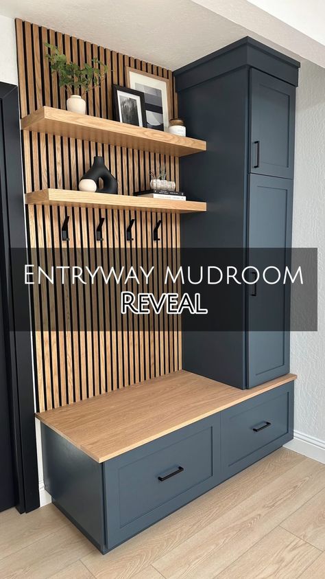 Natalie Park | DIY, Builds & Design | ✨ ENTRYWAY MUDROOM REVEAL ✨ This space is officially done and I couldn’t be happier with how this custom build turned out! 🤩 I’m obsessed... | Instagram Coat Cabinet, Shoe Drawers, White Oak Bench, Mudroom Remodel, Ikea Alex Drawers, Charcoal Paint, Mudroom Entryway, Mudroom Decor, Oak Bench