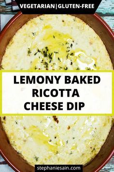 Ricotta Cheese Dip, Dips Appetizers, Ricotta Dip, Ricotta Cheese Recipes, Baked Ricotta, Ricotta Recipes, Lemon Thyme, Bariatric Recipes, Cheese Dip