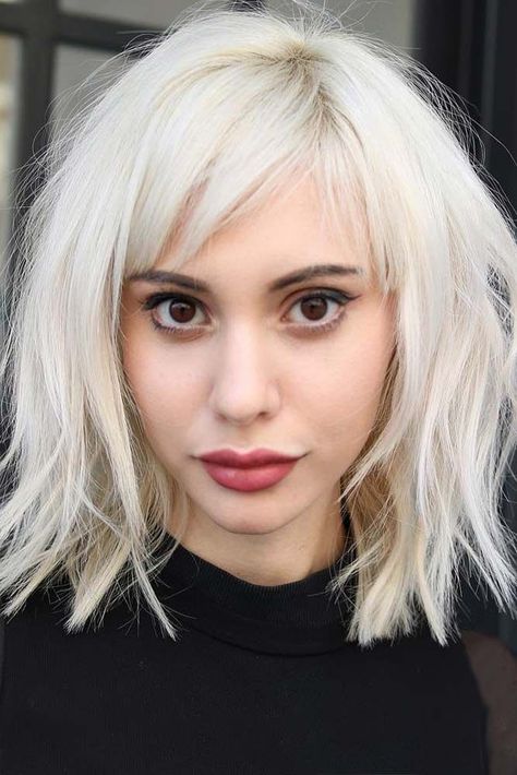 Edgy Bob With Bangs #bangs #bob ★ Explore how to style side bangs. They can be swept to a side, left wispy or choppy. A side fringe looks awesome on bob and shoulder length hairstyles. ★ See more: https://glaminati.com/side-bangs-haircuts/ #glaminati #lifestyle Medium Length Bob With Fringe, Edgy Bangs Fringes, Choppy Side Fringe, Edgy Side Bangs, Side Fringe Bob, Side Fringe Short Hair, Blonde Bob With Side Bangs, Wispy Side Bangs Short Hair, Wispy Side Fringe